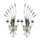 Pair of Italian Gilt Metal and Wood Bow 
Wheat Sconces