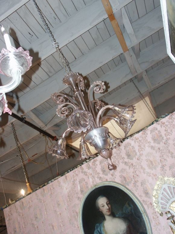 Italian Blown Glass Chandelier with Six Lights