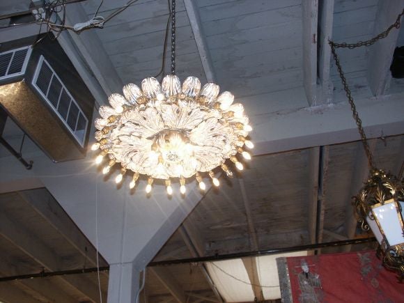Unusual Early 20th C Giltwood Ceiling  Light