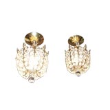 Pair of Vintage Brass and Crystal Chandeliers