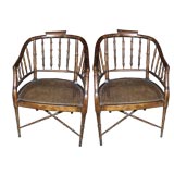 Pair of Late 20th C Regency Style Bamboo Chairs