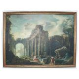 Large Classical Ruins Oil Painting Signed  U.Graziotti