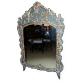 Beautiful Antique Crusty Giltwood And Green Painted Mirror