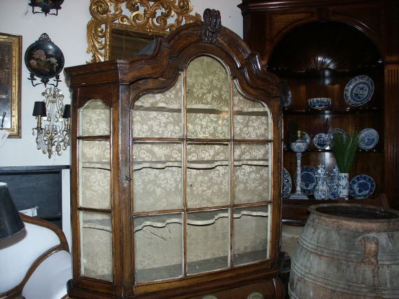 18th Century and Earlier 18th C Dutch Walnut Display Cabinet For Sale