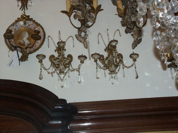 Pair of 18th C Giltwood Wall Sconces