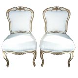 Wonderful Pair of Continental Side Chairs with  Giltwood