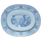 Antique Large English Blue And White Platter