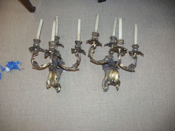 Pair  French Bronze Sconces
