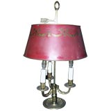 Vintage Red Tole and Bronze Bouillotte Lamp