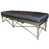 Early 20th C Bronze Bench With Horse Hair Cushion