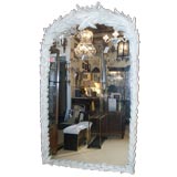 Large Painted and Carved Wood Leaf Mirror