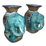 Antique Pair of Asian Elephant Garden Stools