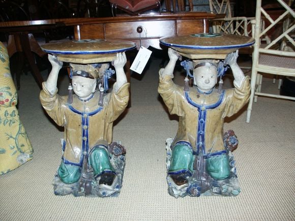 Beautiful pair of highly unusual roof tiles or stools(?)