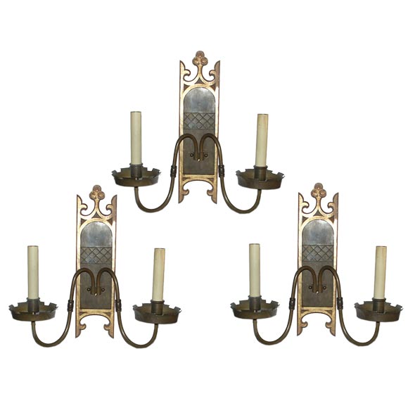 Set of Three Wall Sconces For Sale