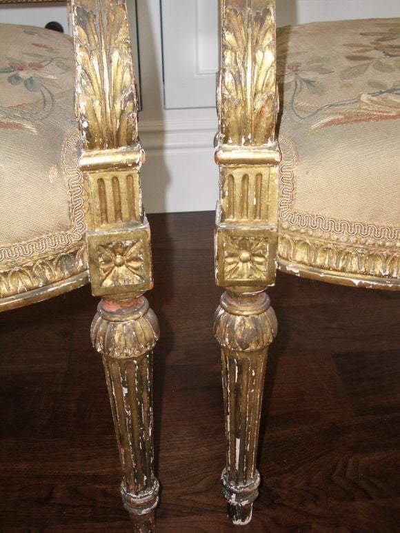 Beautiful Pair of French Giltwood & Aubusson Arm Chairs 2