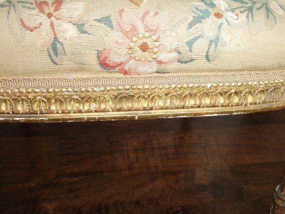 Beautiful Pair of French Giltwood & Aubusson Arm Chairs 3