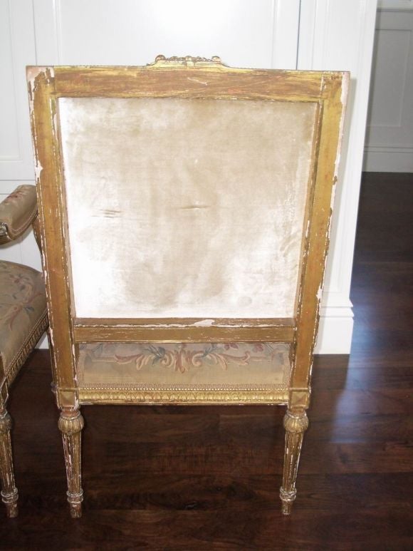 Beautiful Pair of French Giltwood & Aubusson Arm Chairs 4