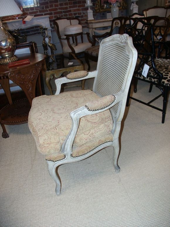 French Chair in White with Cane