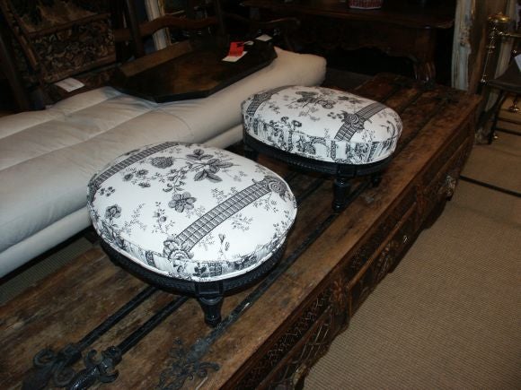 Pair of Ebonized Foot Stools