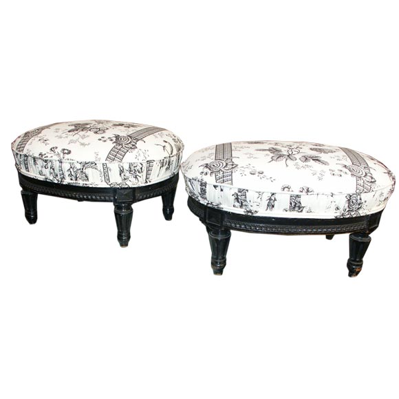 Pair of Ebonized Foot Stools