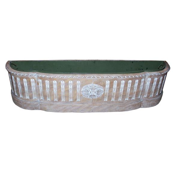 Bleached Walnut Planter Box With Liner For Sale