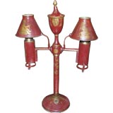 19thC Red Tole  Lamp