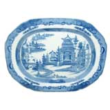 Ealry 19thC English Blue and White Platter with Pagoda