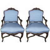 Pair of Carved Beechwood Arm Chairs