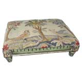Frenchy Foot Stool With Bird Design Textile