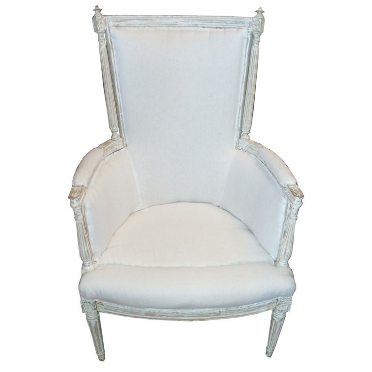 Louis XVI Paint Decorated Chair in White For Sale