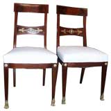 Pair of Flamed Mahogany Empire Chairs