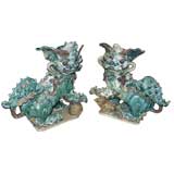 Antique Pair of Asian Foo Dog Roof Tiles