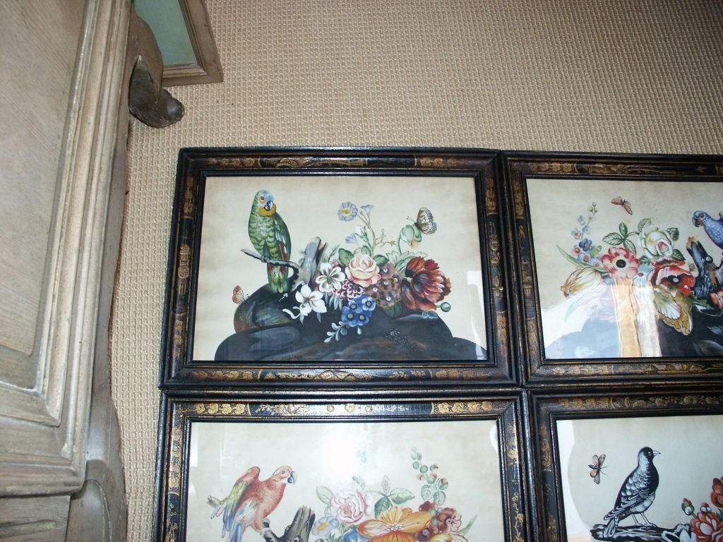 Set of Four Chinese Export Water Colors Of Birds For Sale 2