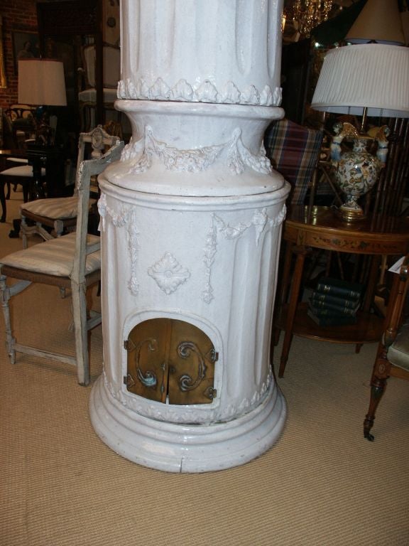 20th Century Classic Glazed Terracotta Stove For Sale