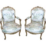 Pair of French Giltwood Arm Chairs