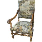 Antique Late 19th C Italian Style Throne Chair with Tapestry