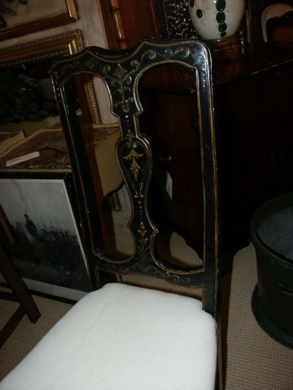 Italian Side Chair with Ebony and Gilt Decoration