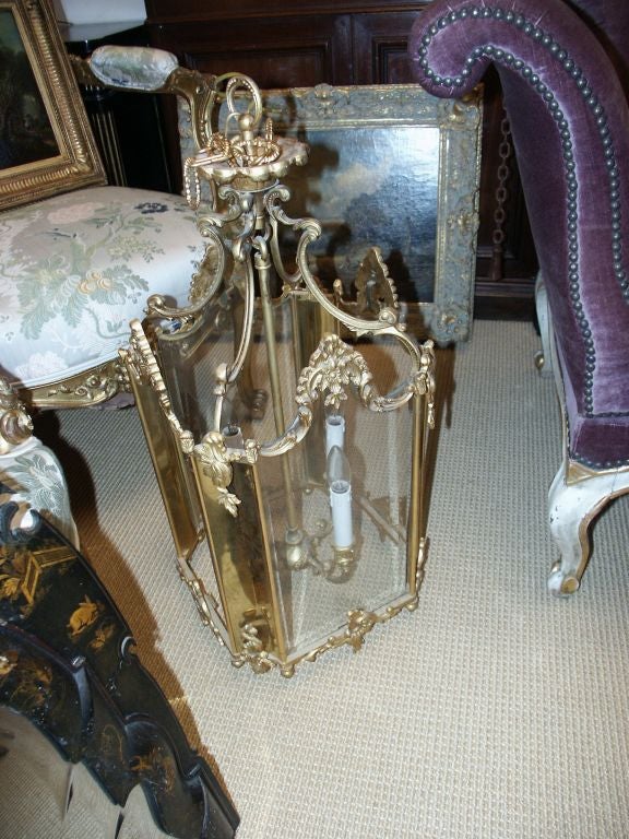 Gilt Bronze and Brass French  Lantern