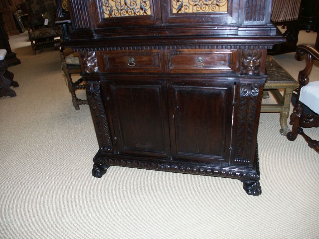 18th C Italian Cabinet with Iron Grills And Paw Feet