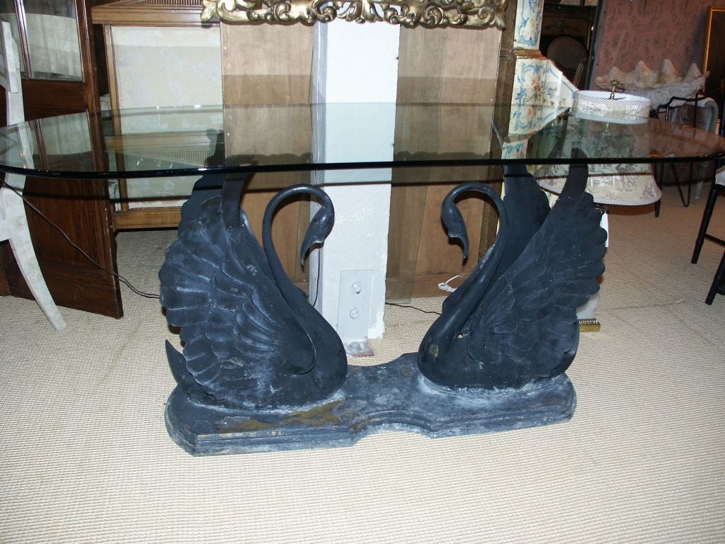 American Vintage Bronze Swan Table Base For Sale