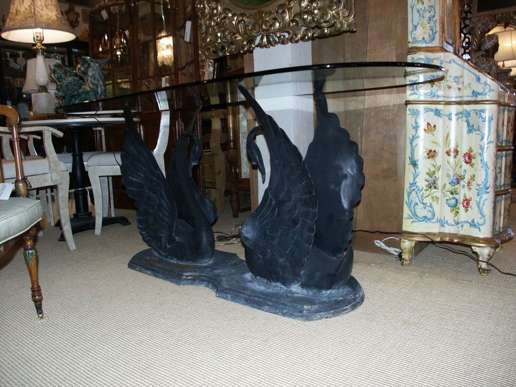 Late 20th Century Vintage Bronze Swan Table Base For Sale