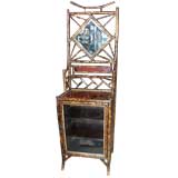 Antique 19th C Bamboo Etagere With Glass Front