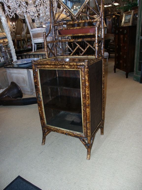 19th C Bamboo Etagere With Glass Front