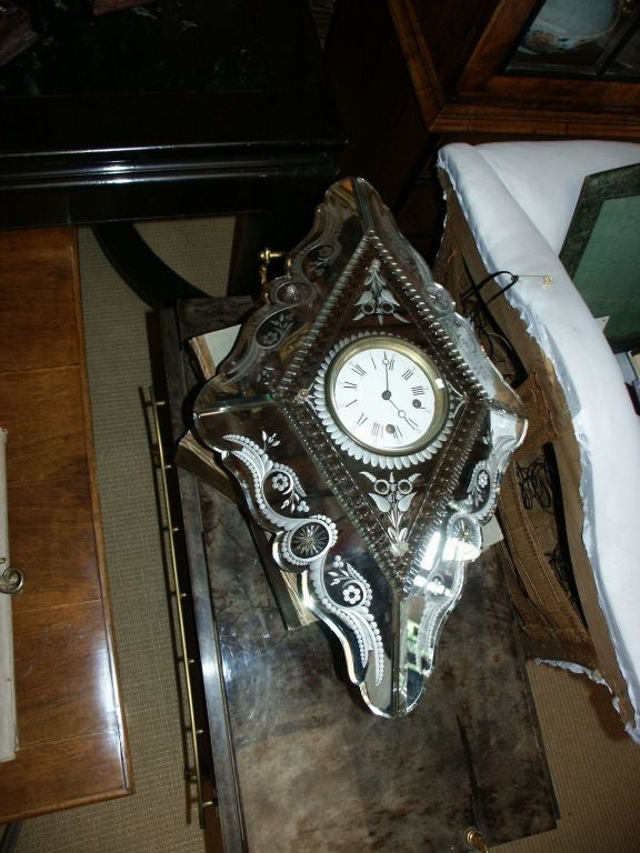 Great Early 20th C Venetian Mirrored Clock