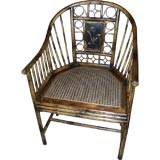 Pair of Bamboo Chairs With Lacquered Chinoiserie Panels