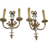 Pair of Gilt Bronze Bow Sconces