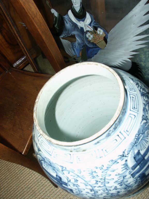 19th Century Large Antique Blue and White Ginger Jar