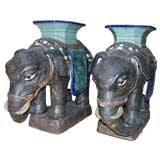 Vintage Pair of Asian Elephant Garden Stools