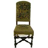 Antique Jacobean Style Side Chair With Tapestry