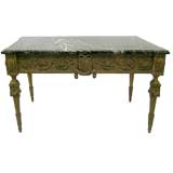 Gilt Center Table or Console with Green Marble Top